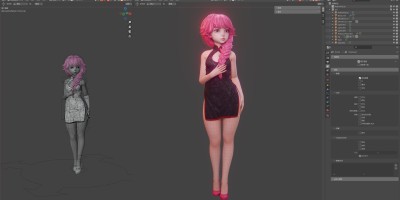 blender可爱黑群粉红女孩mmd角色模型 blender可爱黑群粉红女孩mmd角色模型