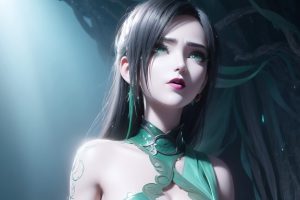 AI国漫青蛇劫起青蛇4K竖屏 青色旗袍 15P