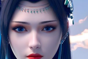 Ai国漫斗破苍穹云韵天蓝装  4K竖屏 18P