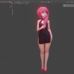 blender可爱黑群粉红女孩mmd角色模型